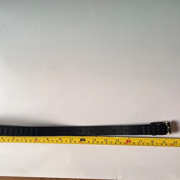 AllSaints Genuine Leather Belt Black Textured Studded Size Medium Made in Italy main image 8
